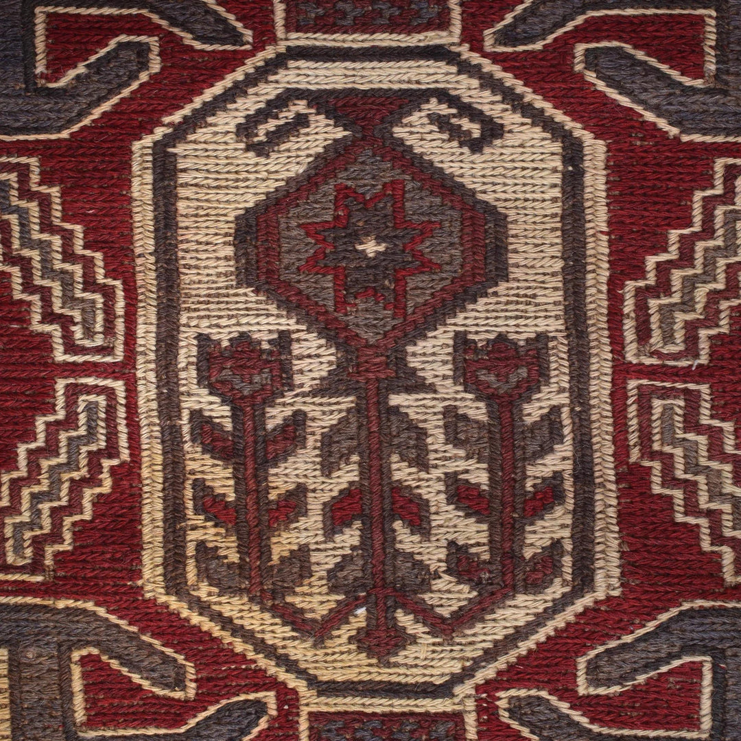 Beige Afghan Saghari Kilim Rug 6' 4" x 9' 2" Flat-Weave | No. AL73962