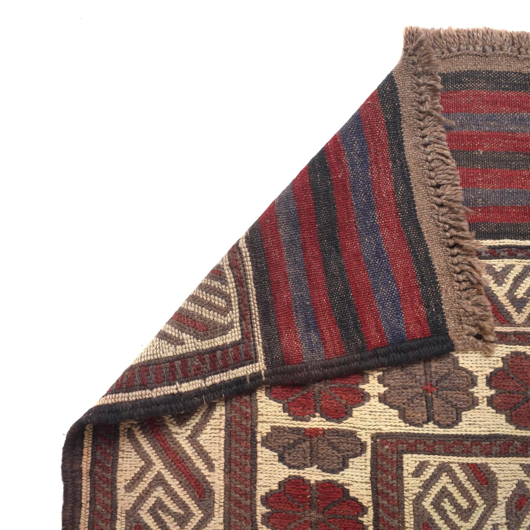 Beige Afghan Saghari Kilim Rug 6' 4" x 9' 2" Flat-Weave | No. AL73962