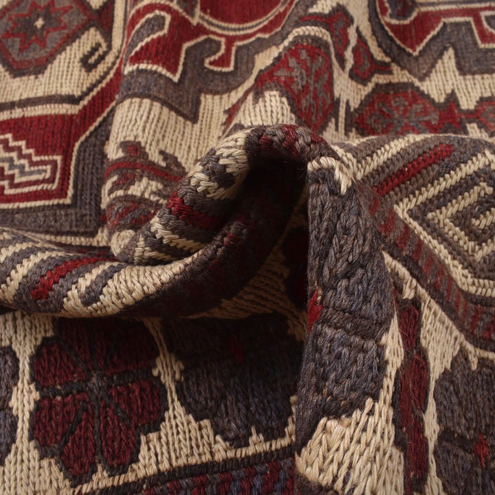 Beige Afghan Saghari Kilim Rug 6' 4" x 9' 2" Flat-Weave | No. AL73962