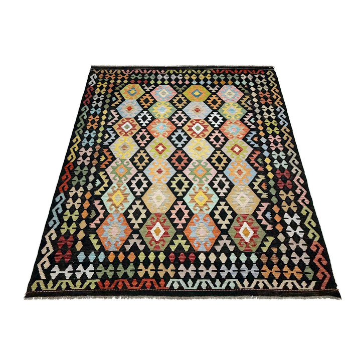 Afghan Vegetable Kilim Rug 6' 11" x 9' 9" Flat-Weave | No. AL739774