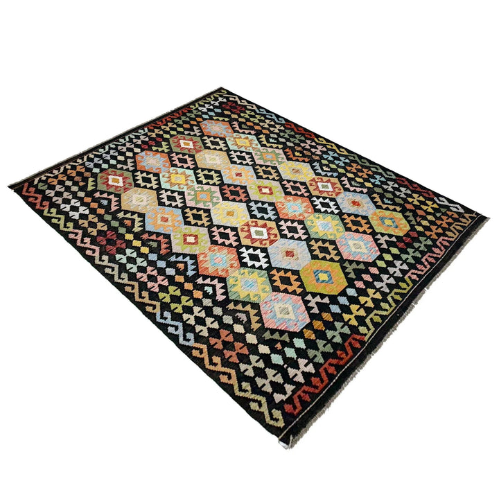 Afghan Vegetable Kilim Rug 6' 11" x 9' 9" Flat-Weave | No. AL739774