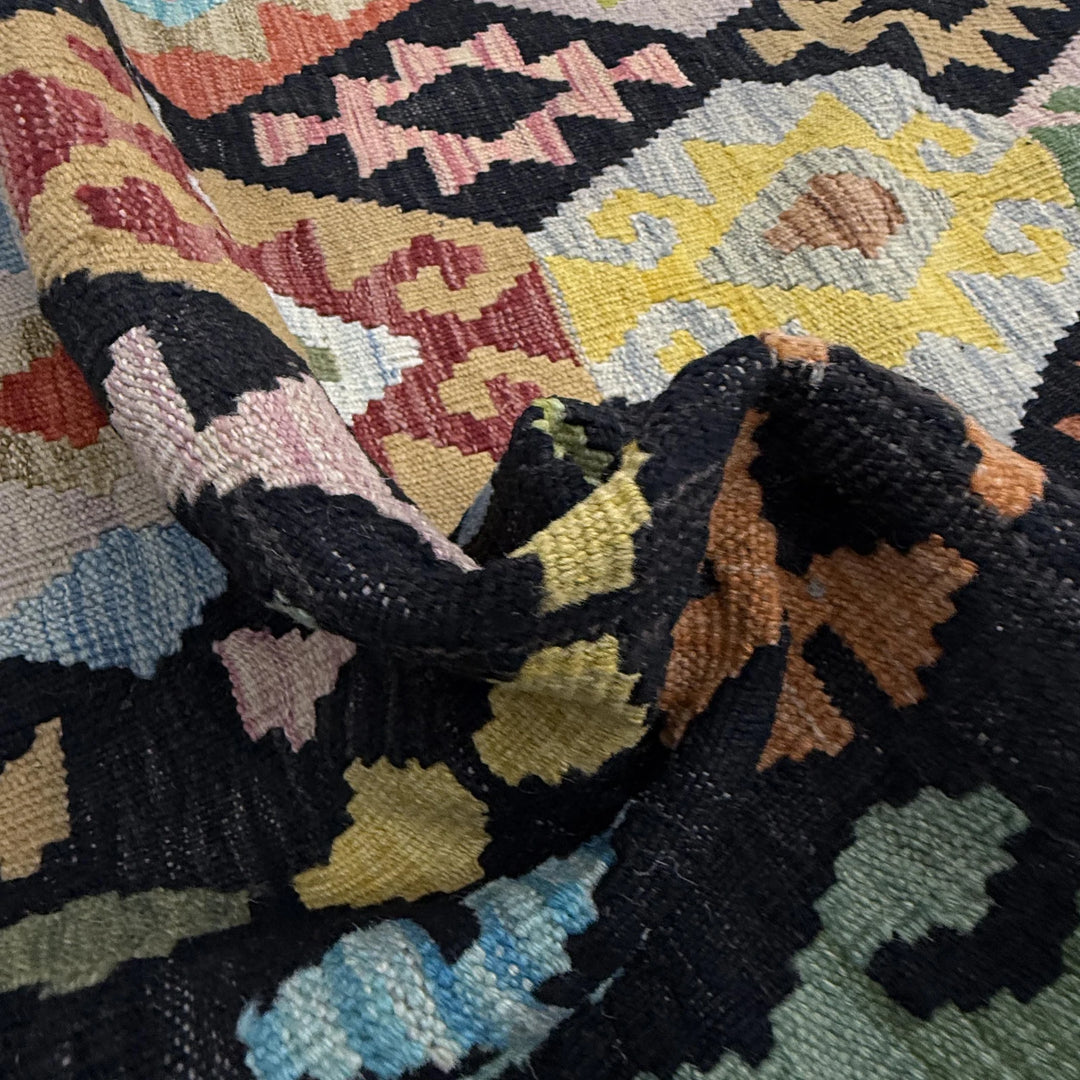 Afghan Vegetable Kilim Rug 6' 11" x 9' 9" Flat-Weave | No. AL739774