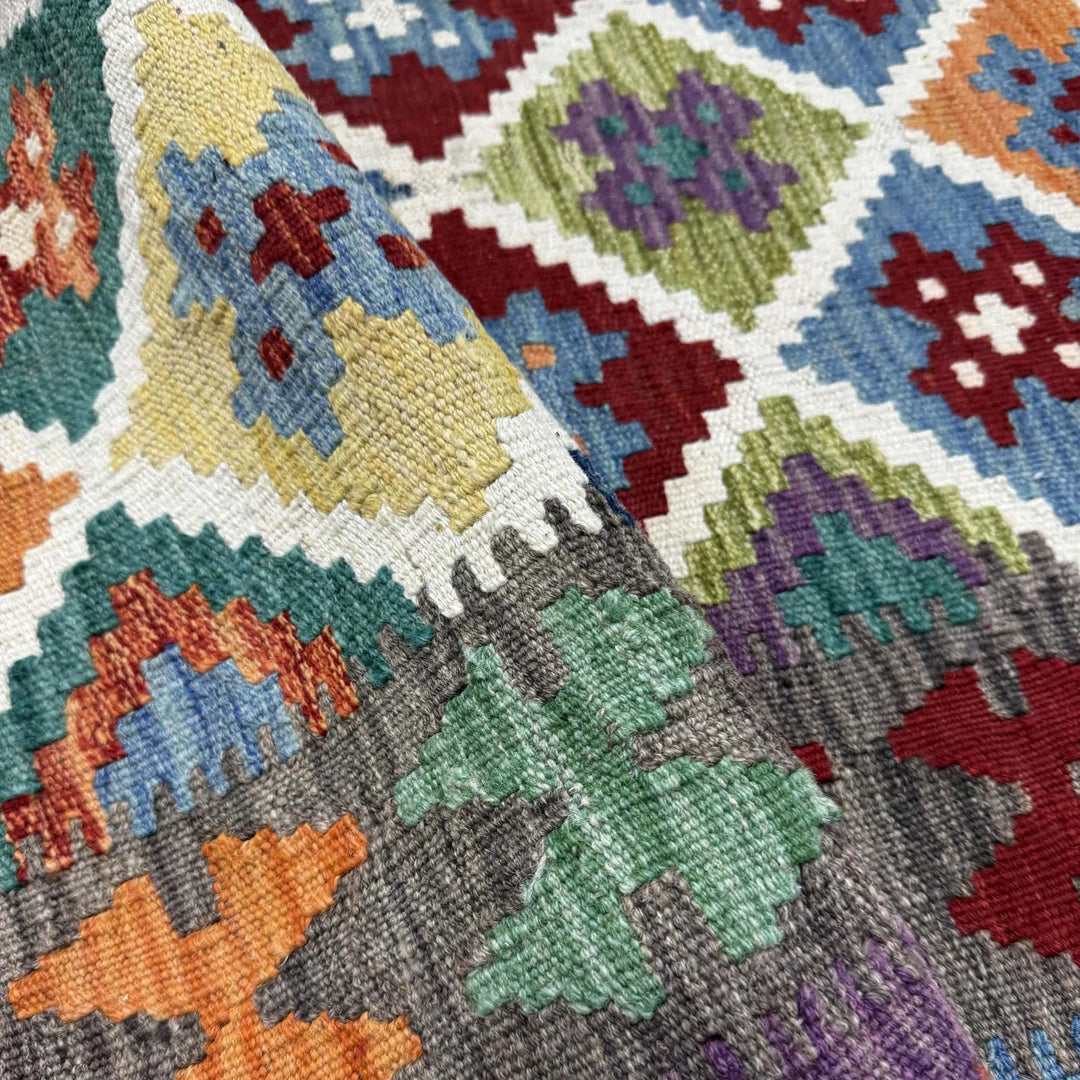 Multicolor Afghan Vegetable Kilim Rug 4' 8" x 6' 3" Flat-Weave | No. AL73982