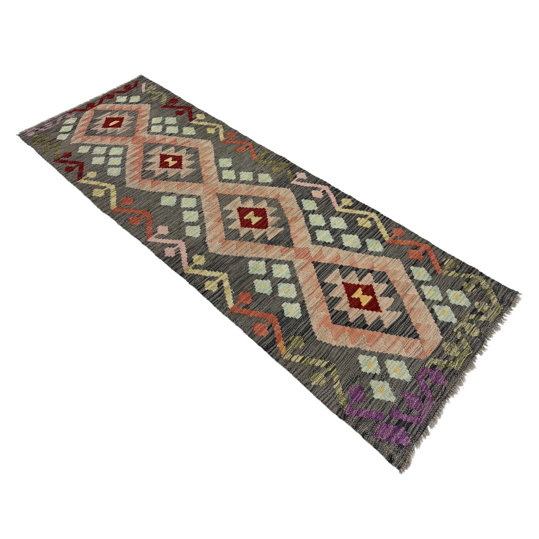 Afghan Vegetable Kilim Rug 2' 3" x 7' 2" Flat-Weave | No. AL739839