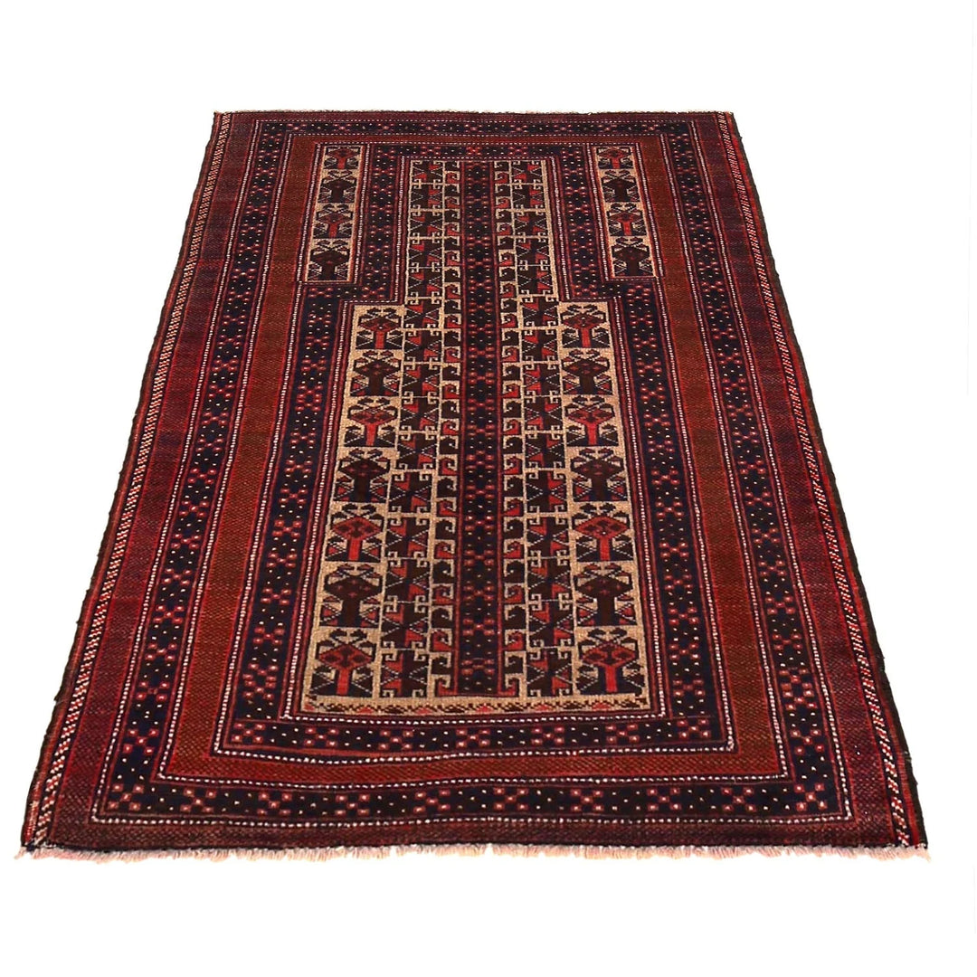 Beige Afghan Prayer Rug 2' 8" x 3' 11" Hand-Knotted | No. AL74010
