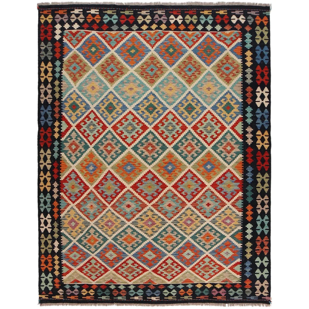Afghan Kilim Rug 6' 1" x 8' 0" Flat-Weave | No. AL74017