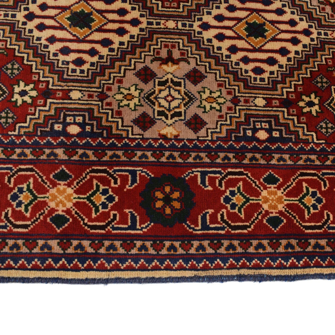 Afghan Geometric Rug 5' 1" x 6' 9" Hand-Knotted | No. AL74073