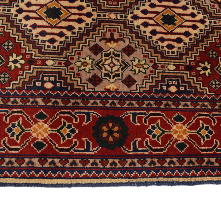 Afghan Geometric Rug 5' 1" x 6' 9" Hand-Knotted | No. AL74073