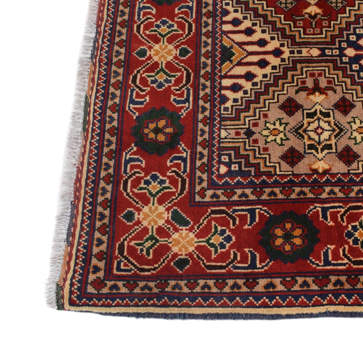 Afghan Geometric Rug 5' 1" x 6' 9" Hand-Knotted | No. AL74073