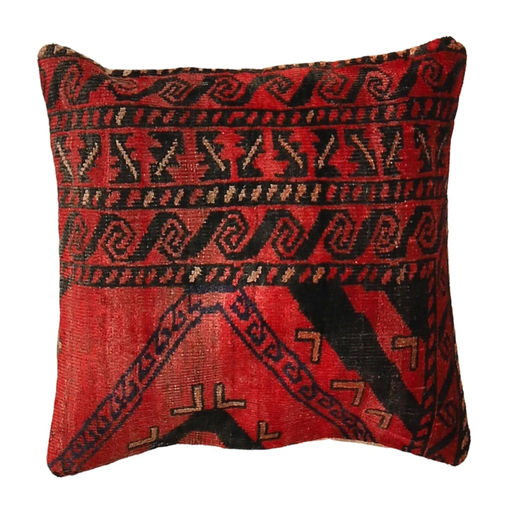 Red Afghan Oriental Rug 1' 7" x 1' 8" Hand-Knotted | No. AL74074