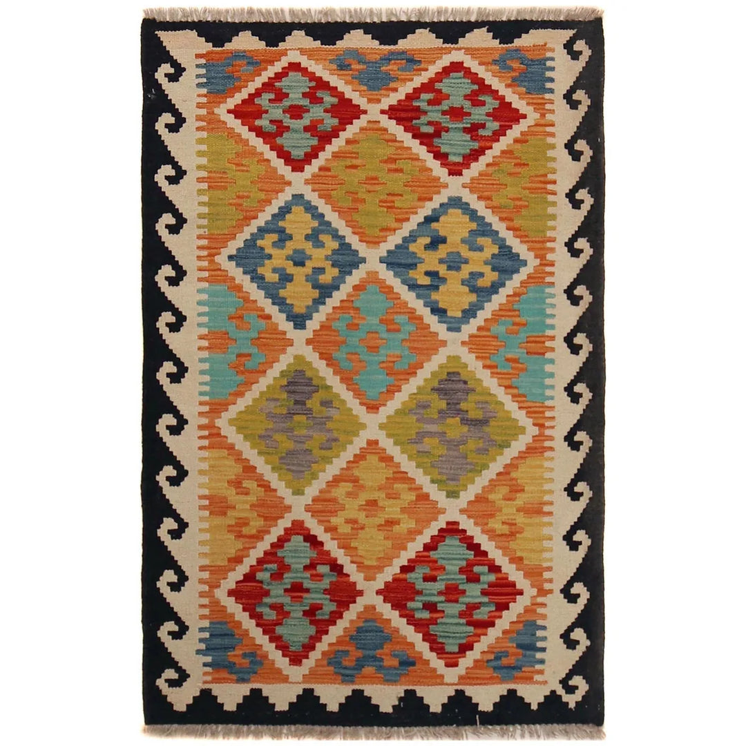 Afghan Vegetable Kilim Rug 2' 11" x 4' 6" Flat-Weave | No. AL74080
