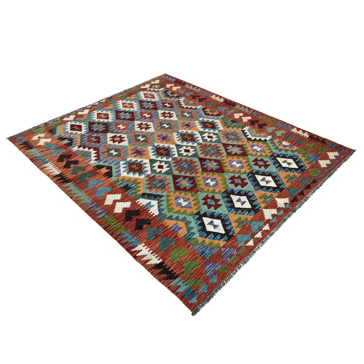 Afghan Vegetable Kilim Rug 6' 5" x 9' 7" Flat-Weave | No. AL74108