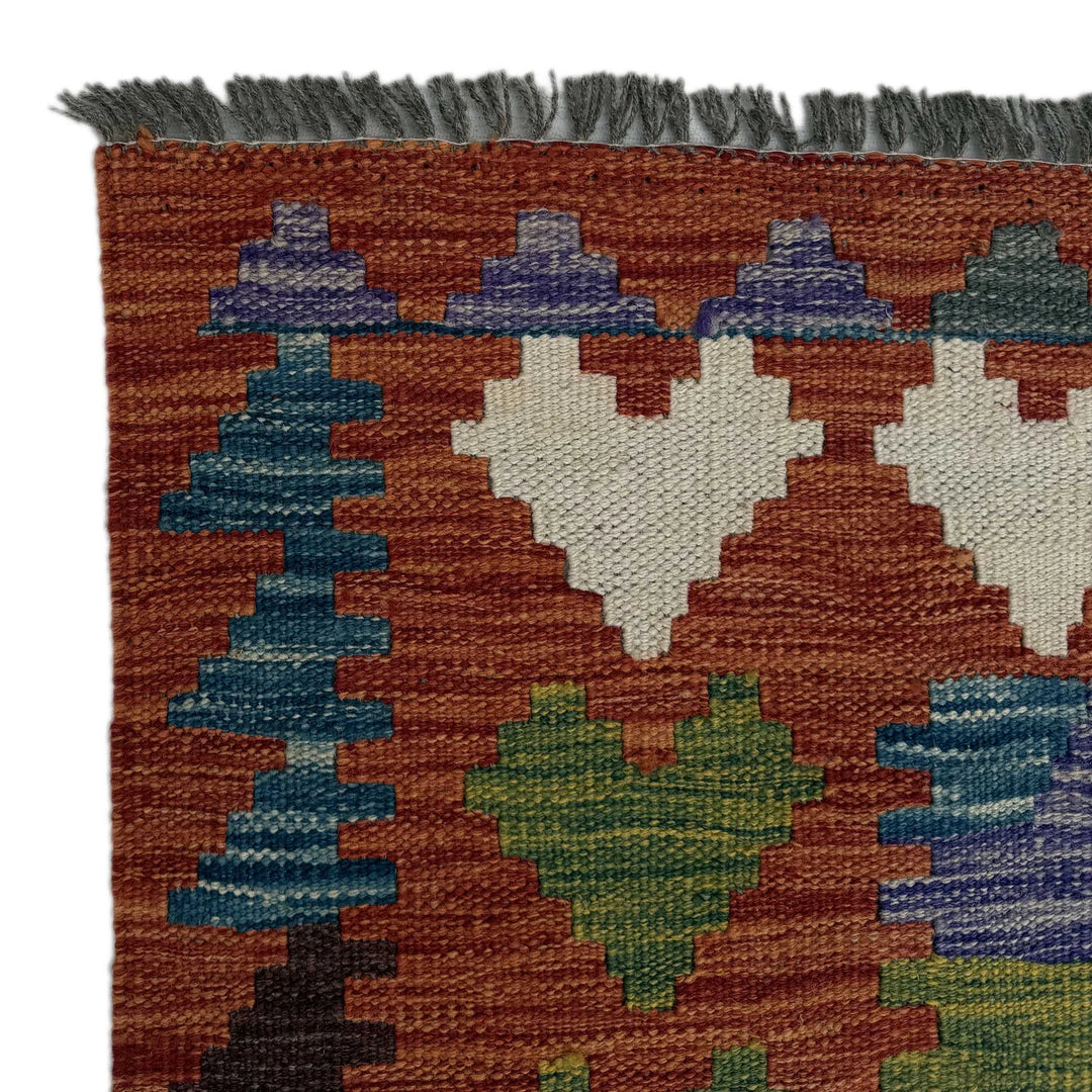 Afghan Vegetable Kilim Rug 6' 5" x 9' 7" Flat-Weave | No. AL74108
