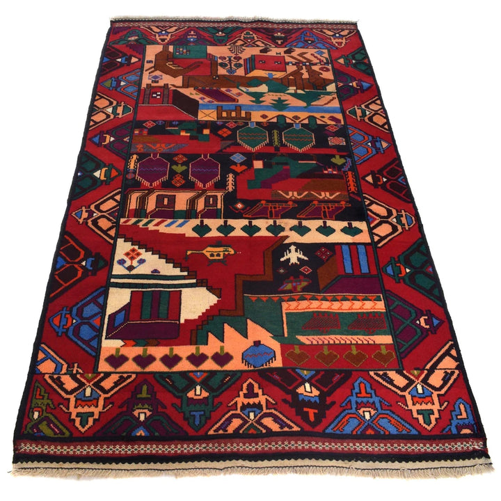 Afghan Pictorial Rug 3' 8" x 6' 6" Hand-Knotted | No. AL74120