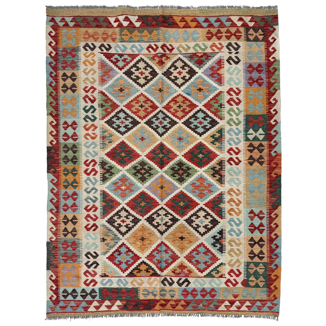 Afghan Kilim Rug 5' 1" x 6' 7" Flat-Weave | No. AL74164