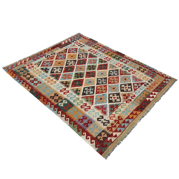Afghan Kilim Rug 5' 1" x 6' 7" Flat-Weave | No. AL74164
