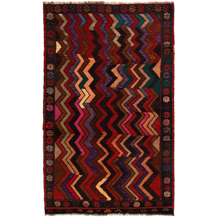 Afghan Baluchi Rug 3' 9" x 6' 1" Hand-Knotted | No. AL74173