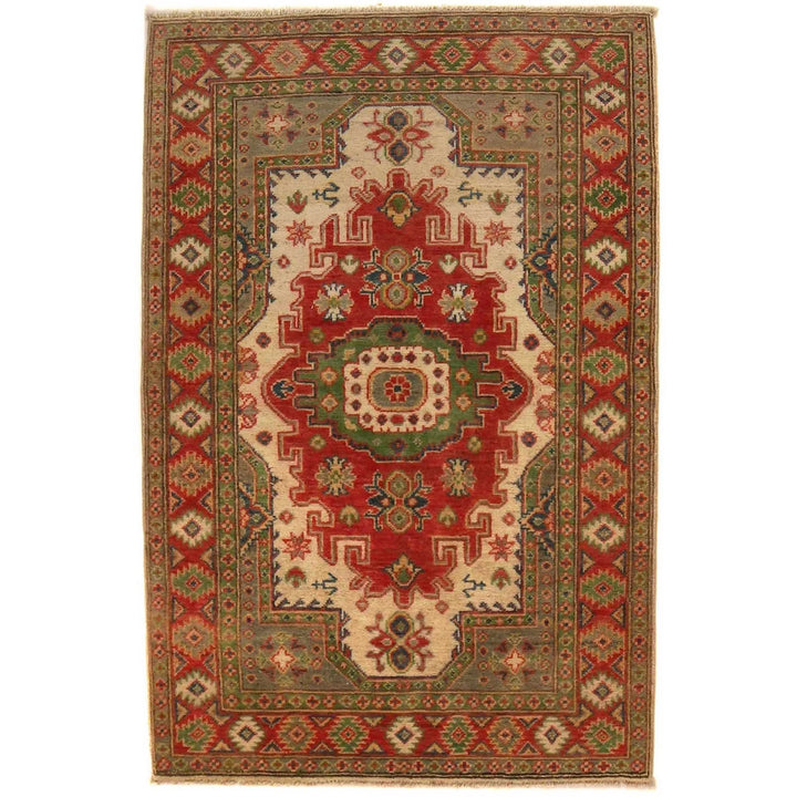 Afghan Heriz Rug 3' 3" x 4' 10" Hand-Knotted | No. AL74210