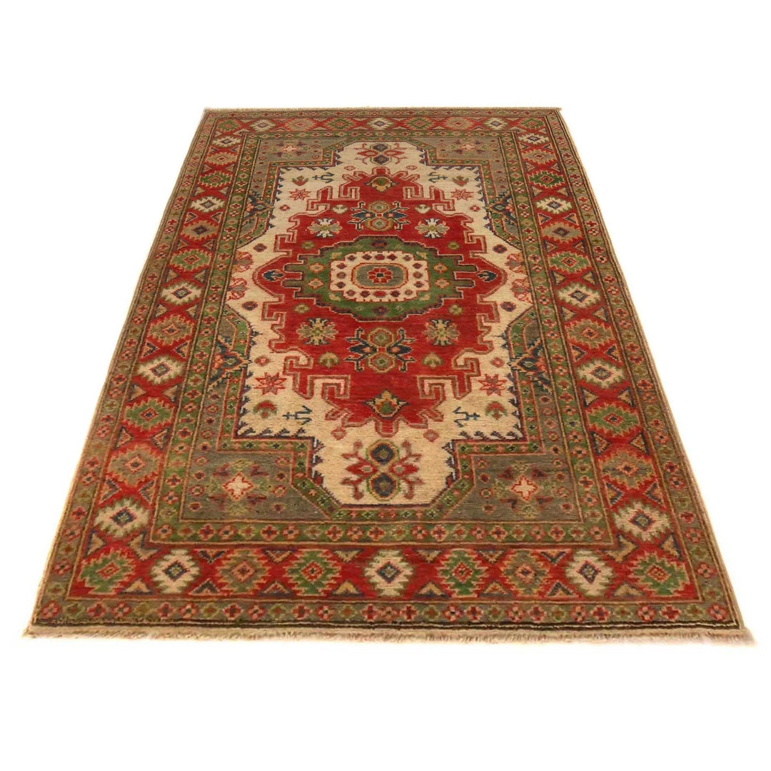 Afghan Heriz Rug 3' 3" x 4' 10" Hand-Knotted | No. AL74210