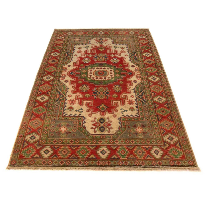 Afghan Heriz Rug 3' 3" x 4' 10" Hand-Knotted | No. AL74210