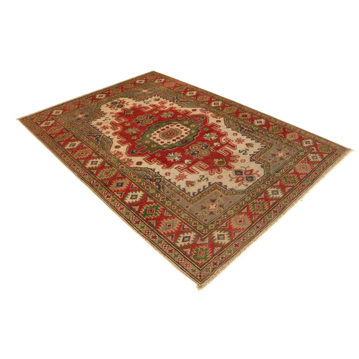 Afghan Heriz Rug 3' 3" x 4' 10" Hand-Knotted | No. AL74210