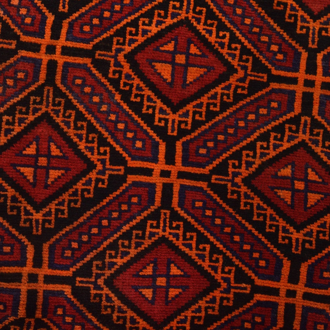 Red Afghan Baluchi Rug 4' 6" x 7' 5" Hand-Knotted | No. AL74212