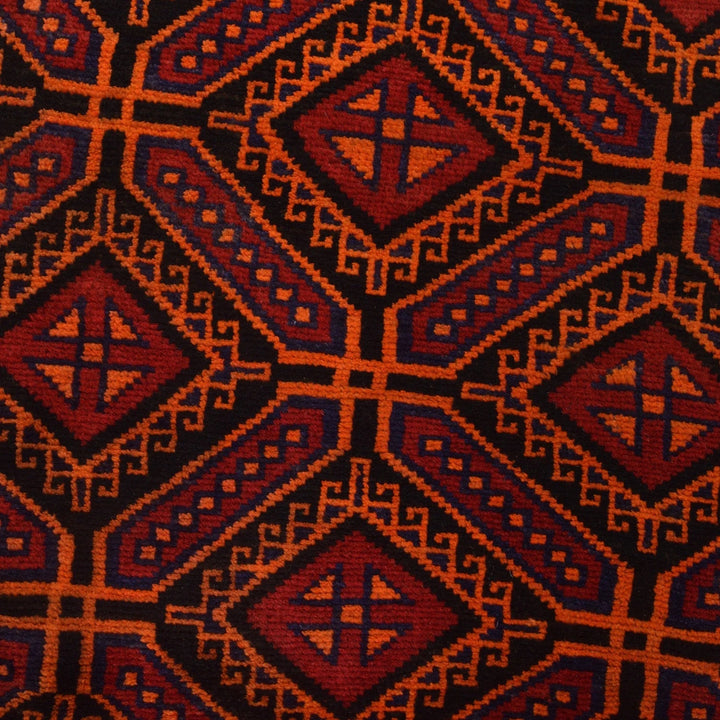 Red Afghan Baluchi Rug 4' 6" x 7' 5" Hand-Knotted | No. AL74212