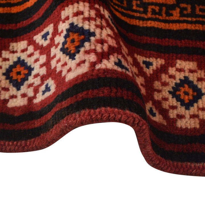 Red Afghan Baluchi Rug 4' 6" x 7' 5" Hand-Knotted | No. AL74212