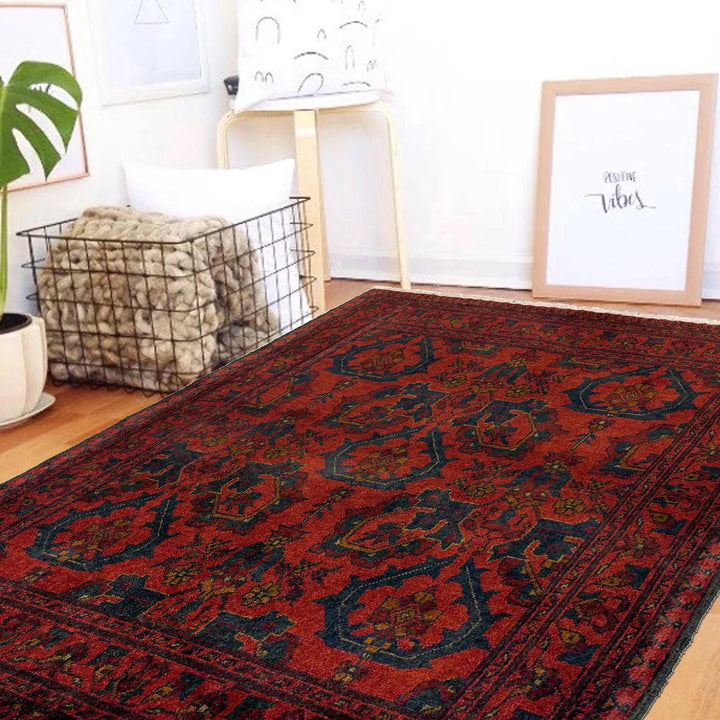 Afghan Khal Mohammadi Rug 3' 7" x 4' 11" Hand-Knotted | No. AL74256
