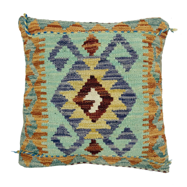 Afghan Geometric Cushion 1' 5" x 1' 6" Hand-Knotted | No. AL742818