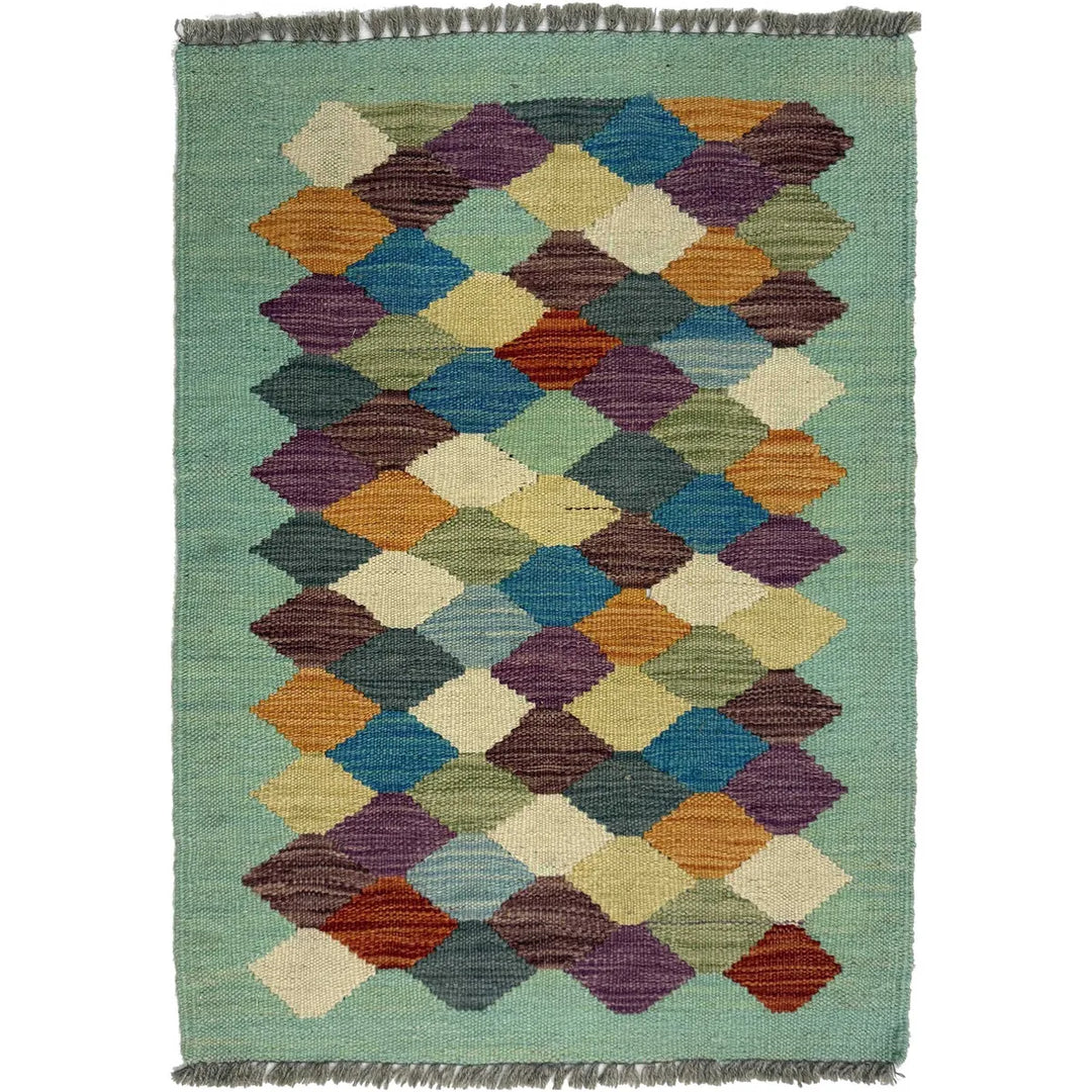 Afghan Kilim Rug 1' 10" x 2' 7" Flat-Weave | No. AL74291