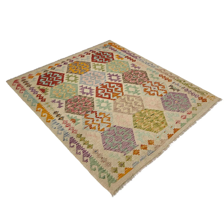 Afghan Vegetable Kilim Rug 4' 10" x 6' 0" Flat-Weave | No. AL743191