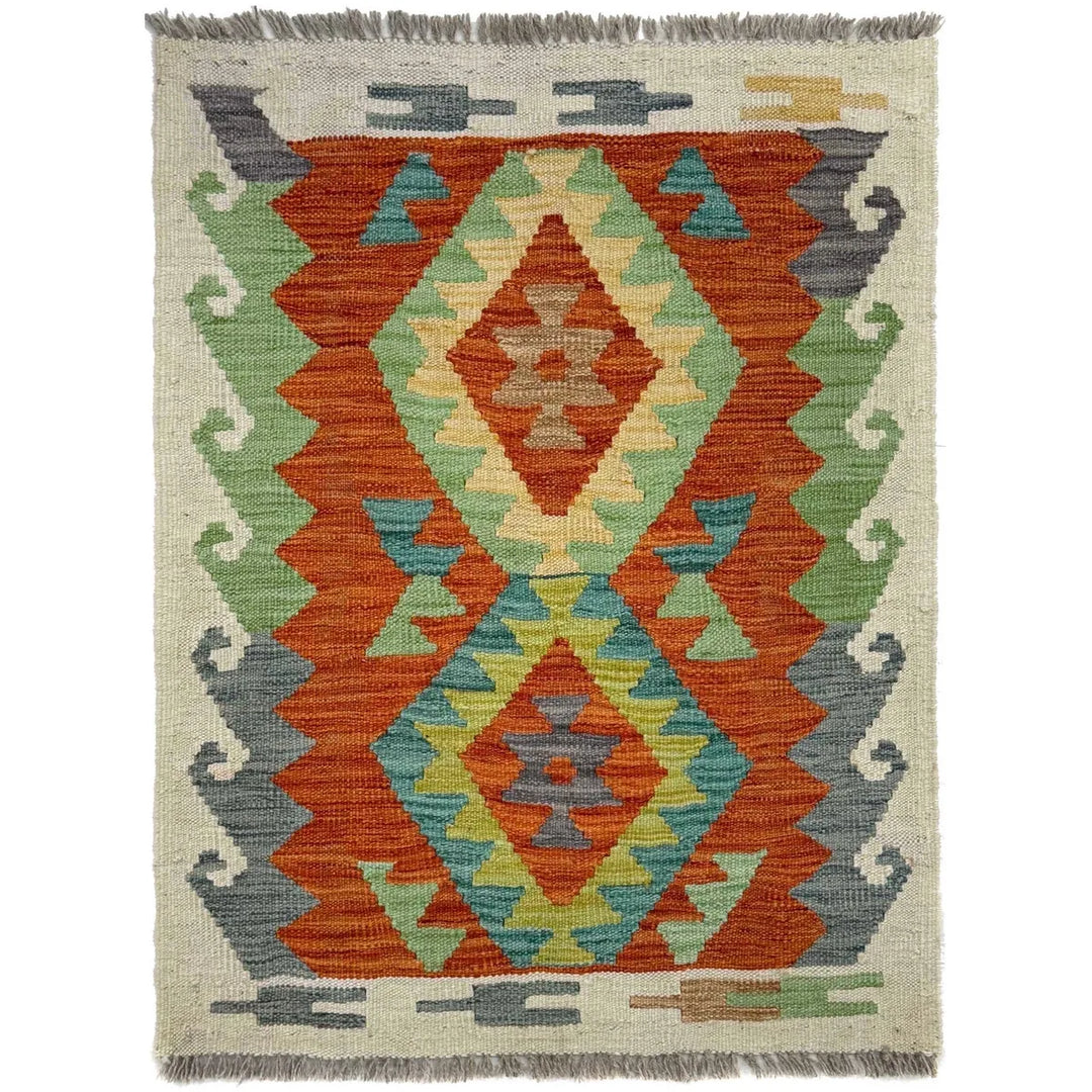 Afghan Kilim Rug 2' 0" x 2' 8" Flat-Weave | No. AL74336