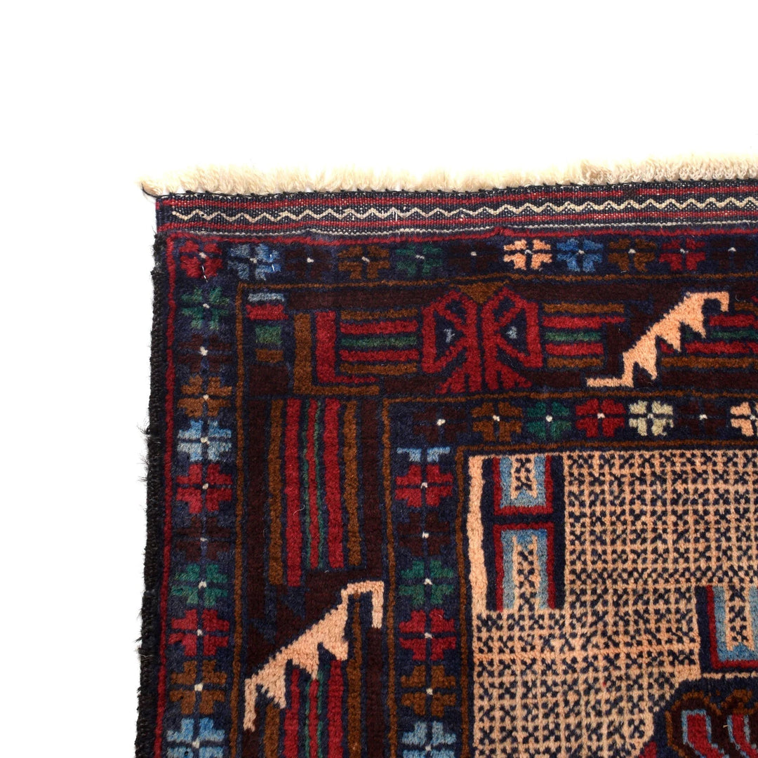 Afghan Baluchi Rug 3' 1" x 4' 11" Hand-Knotted | No. AL74345