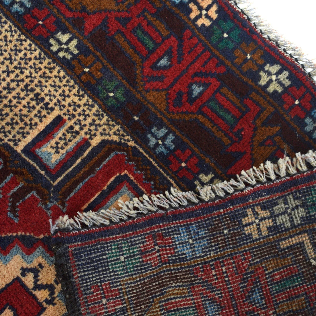 Afghan Baluchi Rug 3' 1" x 4' 11" Hand-Knotted | No. AL74345