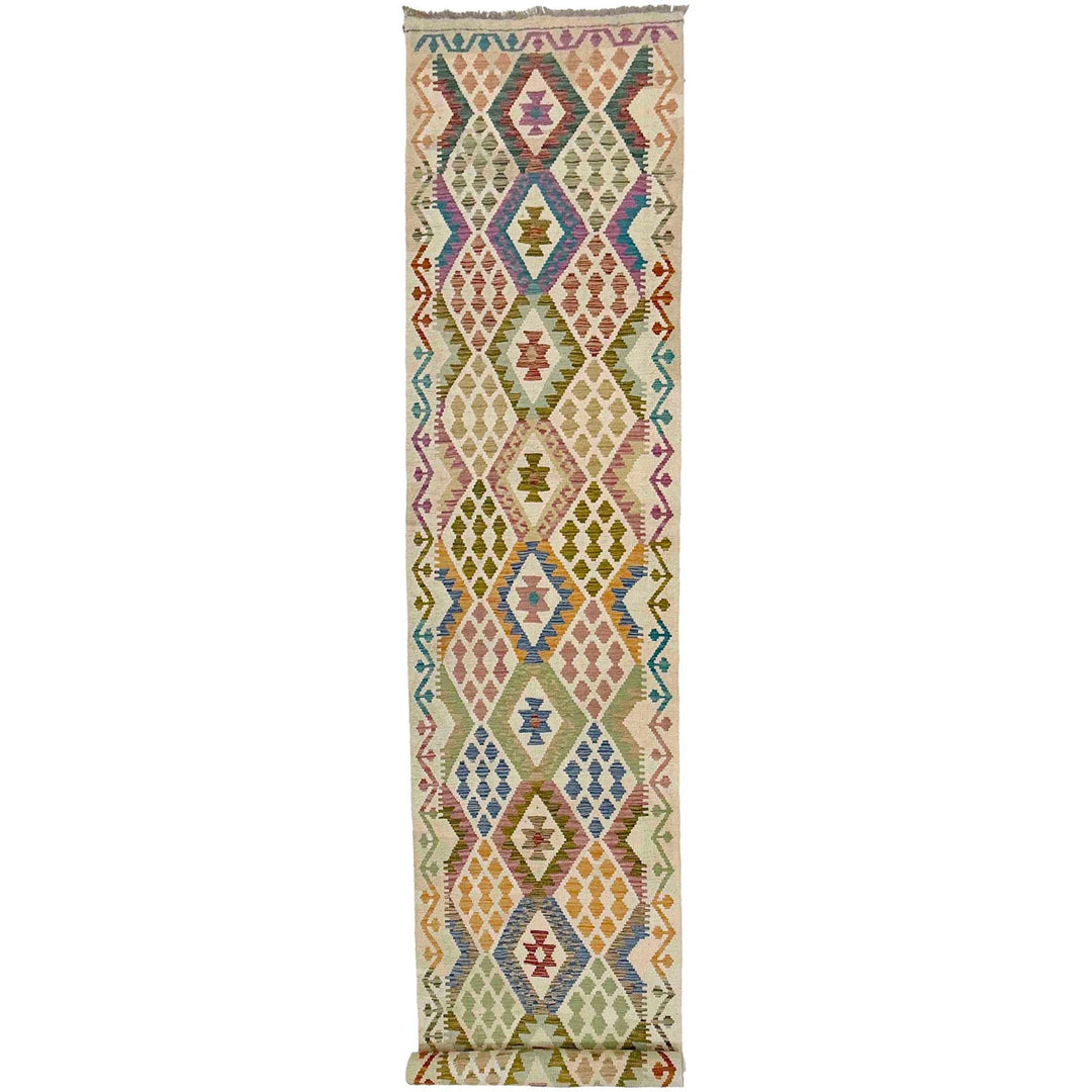 Afghan Vegetable Kilim Rug 2' 10" x 16' 2" Flat-Weave | No. AL744143