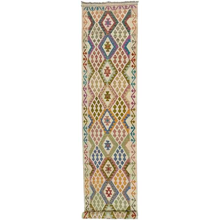 Afghan Vegetable Kilim Rug 2' 10" x 16' 2" Flat-Weave | No. AL744143