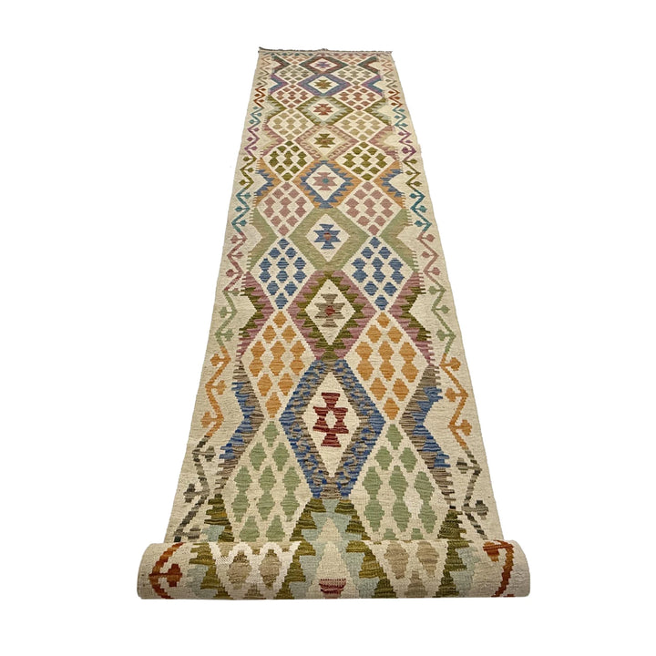 Afghan Vegetable Kilim Rug 2' 10" x 16' 2" Flat-Weave | No. AL744143