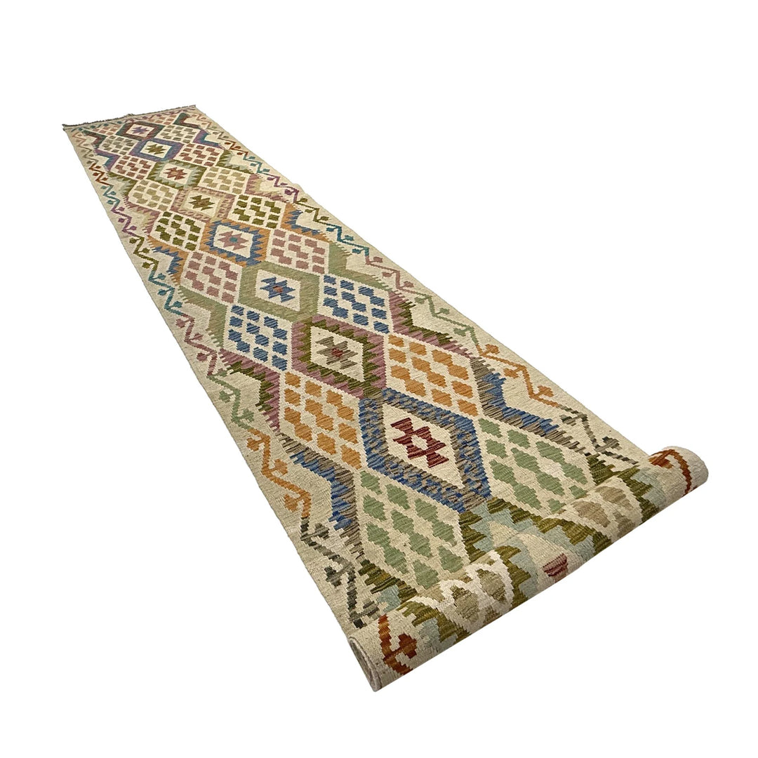 Afghan Vegetable Kilim Rug 2' 10" x 16' 2" Flat-Weave | No. AL744143