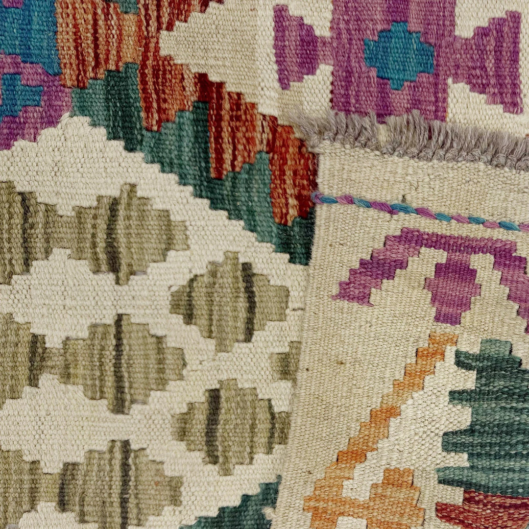 Afghan Vegetable Kilim Rug 2' 10" x 16' 2" Flat-Weave | No. AL744143