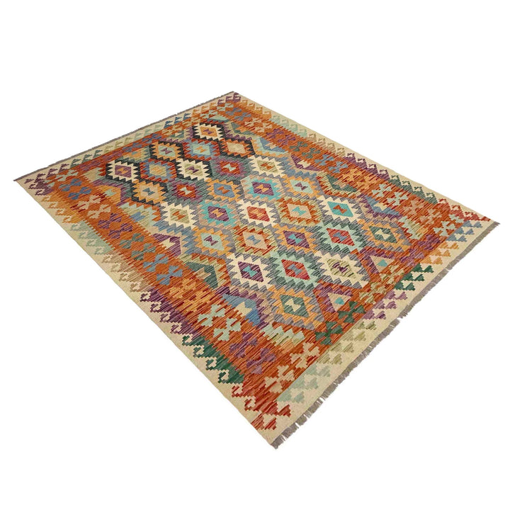 Afghan Vegetable Kilim Rug 5' 10" x 8' 0" Flat-Weave | No. AL744191