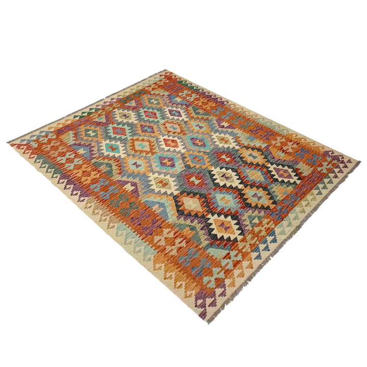 Afghan Vegetable Kilim Rug 5' 10" x 8' 0" Flat-Weave | No. AL744191