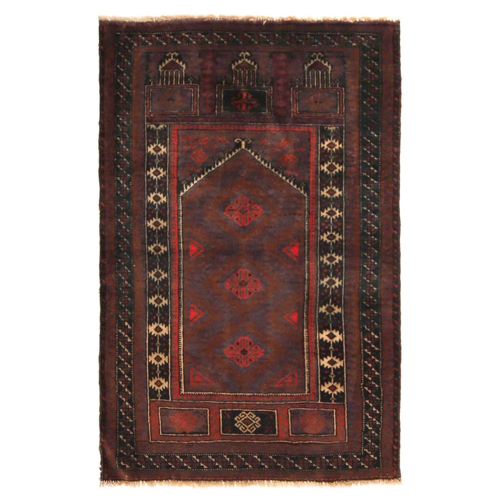 Afghan Prayer Rug 2' 10" x 4' 4" Hand-Knotted | No. AL74443