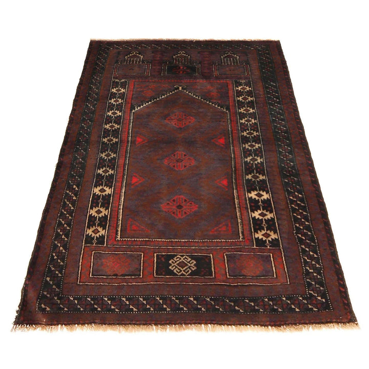 Afghan Prayer Rug 2' 10" x 4' 4" Hand-Knotted | No. AL74443
