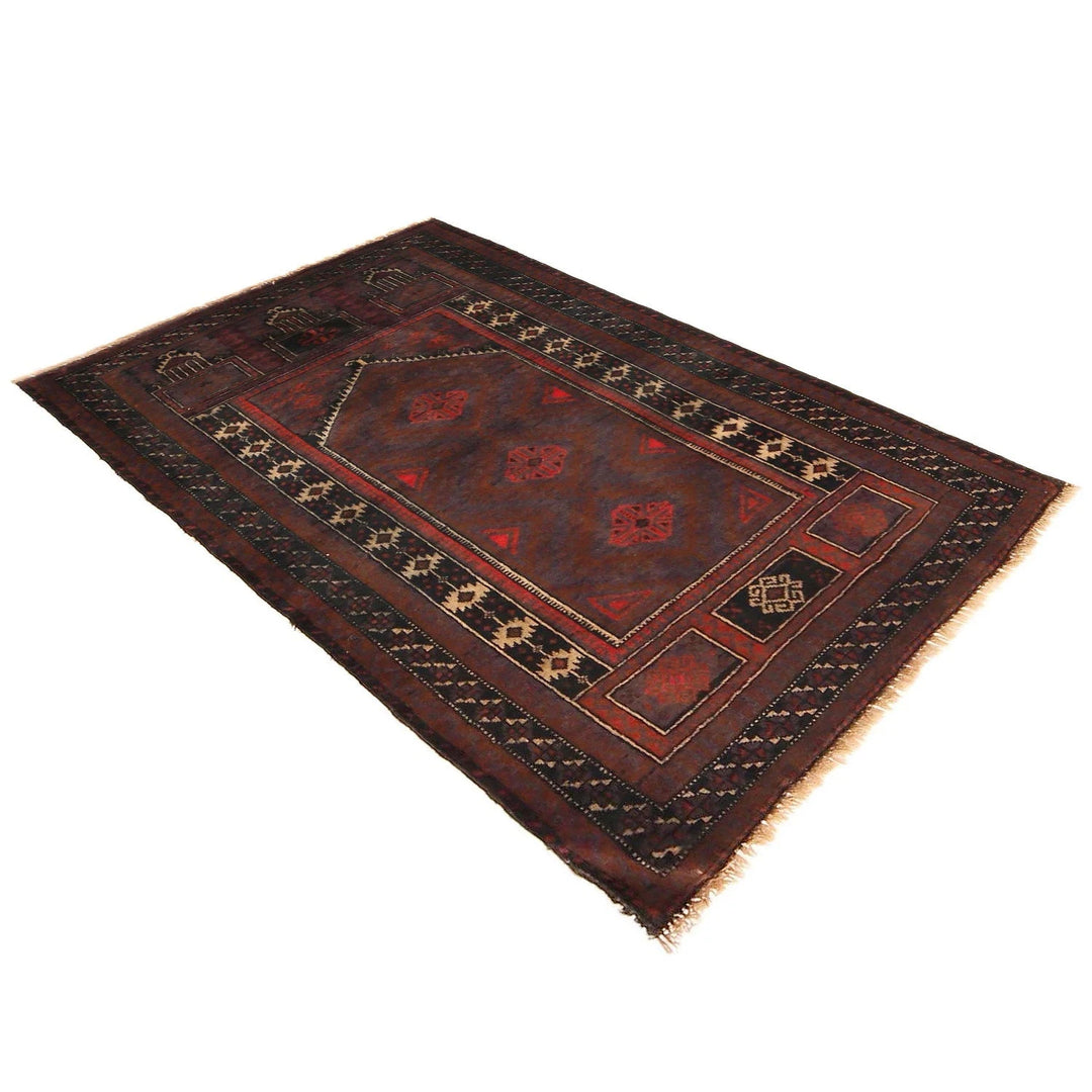 Afghan Prayer Rug 2' 10" x 4' 4" Hand-Knotted | No. AL74443