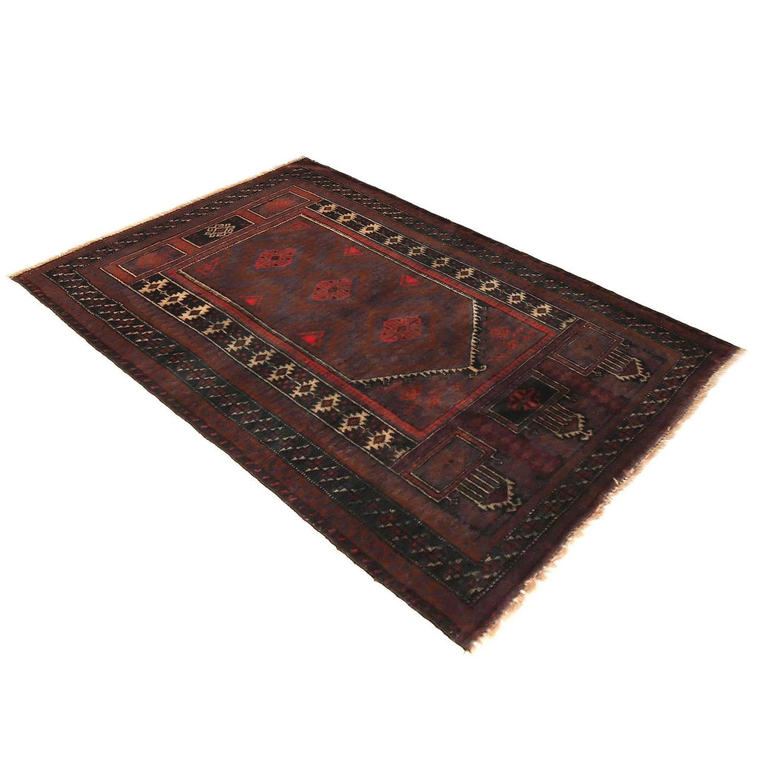 Afghan Prayer Rug 2' 10" x 4' 4" Hand-Knotted | No. AL74443