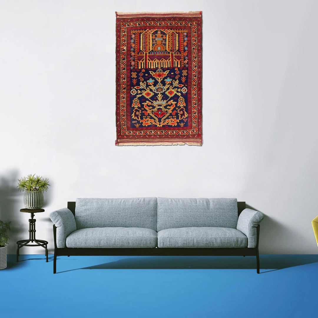 Afghan Prayer Rug 2' 11" x 4' 2" Hand-Knotted | No. AL74487