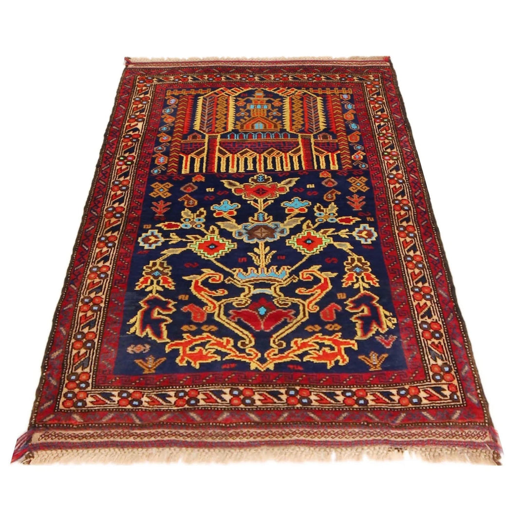 Afghan Prayer Rug 2' 11" x 4' 2" Hand-Knotted | No. AL74487