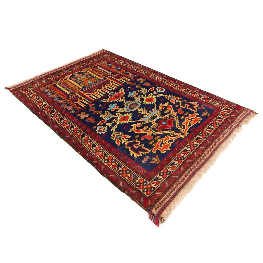 Afghan Prayer Rug 2' 11" x 4' 2" Hand-Knotted | No. AL74487
