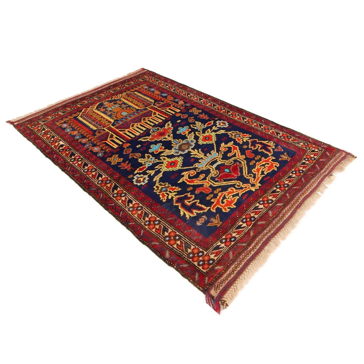Afghan Prayer Rug 2' 11" x 4' 2" Hand-Knotted | No. AL74487
